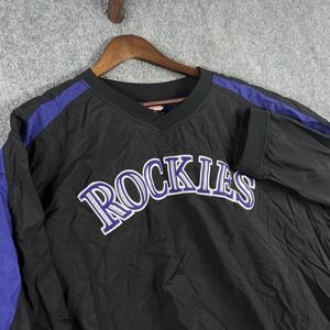 Colorado Rockies MLB Stitches Black‎ Purple Pullover Windbreaker Jacket 2XL